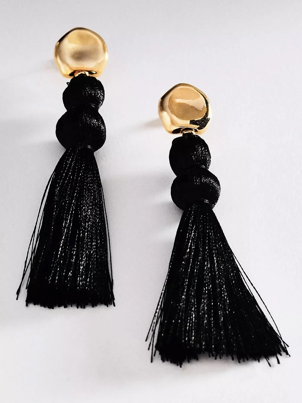 Anthropologie Tassel Drop Earrings - NWT - Black